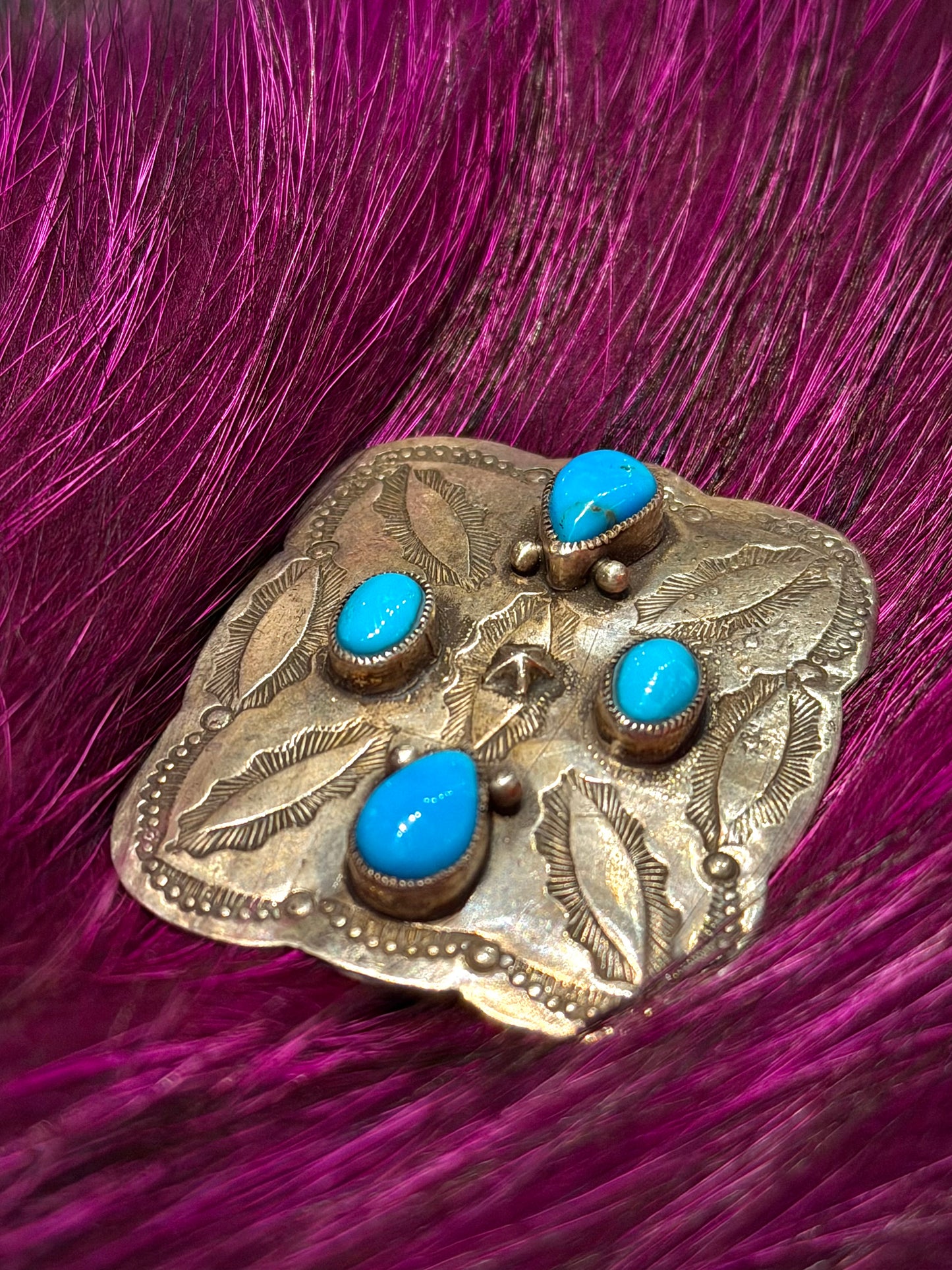 Pin - Navajo Sterling Silver and Turquoise Buckle