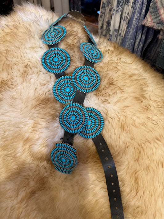 Statement Zuni Turquoise and Sterling Silver Set