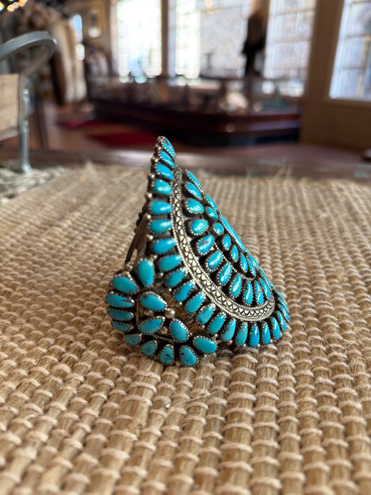 Large Cuff With Clustered Turquoise on Sterling