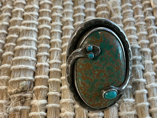 Green Turquoise Snake Statement Ring