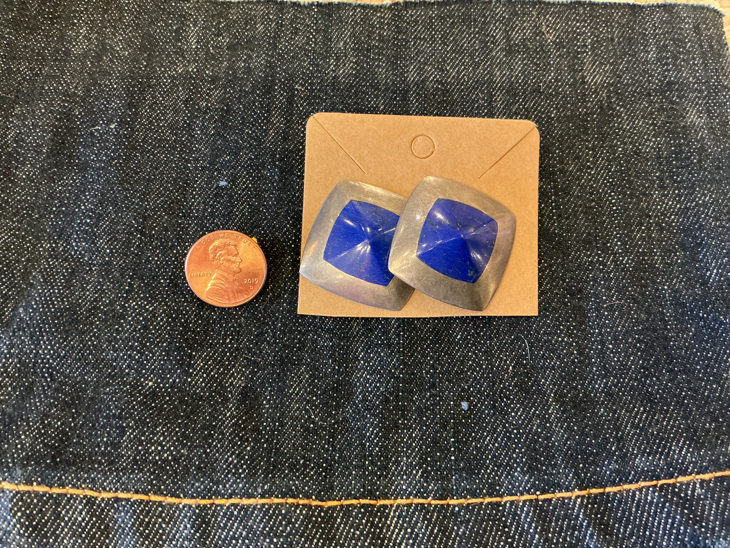 Taxco Mexico Lapis Lazuli Statement Earrings