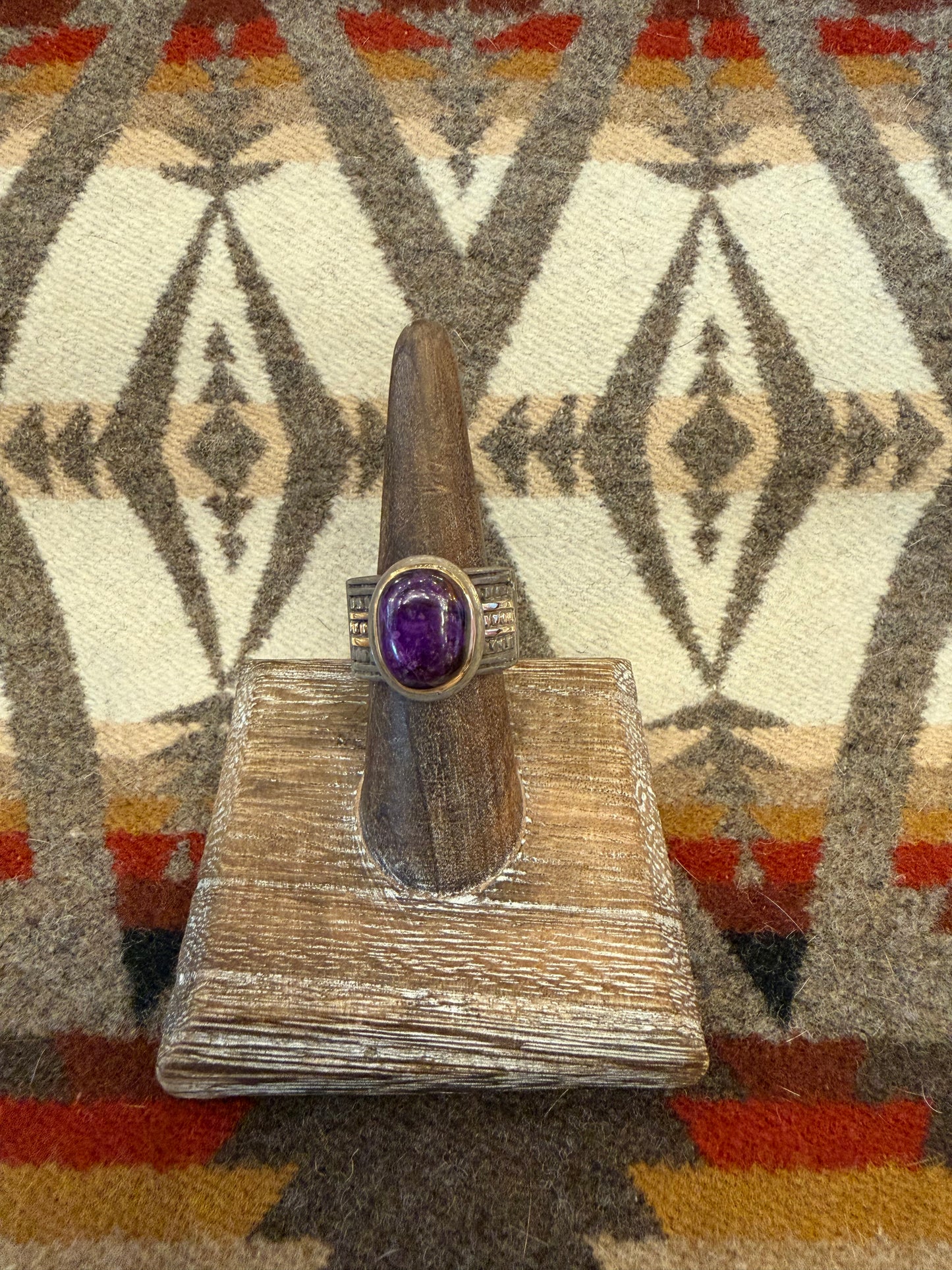 Charoite Sterling and Gold Ring