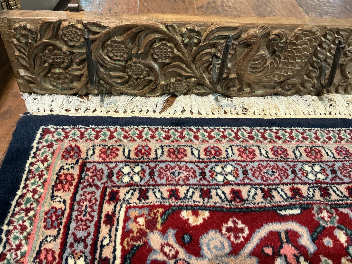 Hand-Carved Wooden Coat Rack