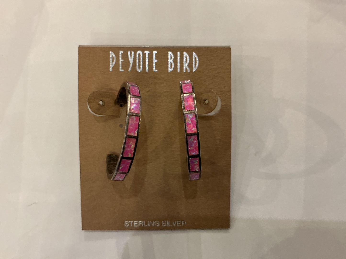 Pink Opal Tile Hoop Earrings