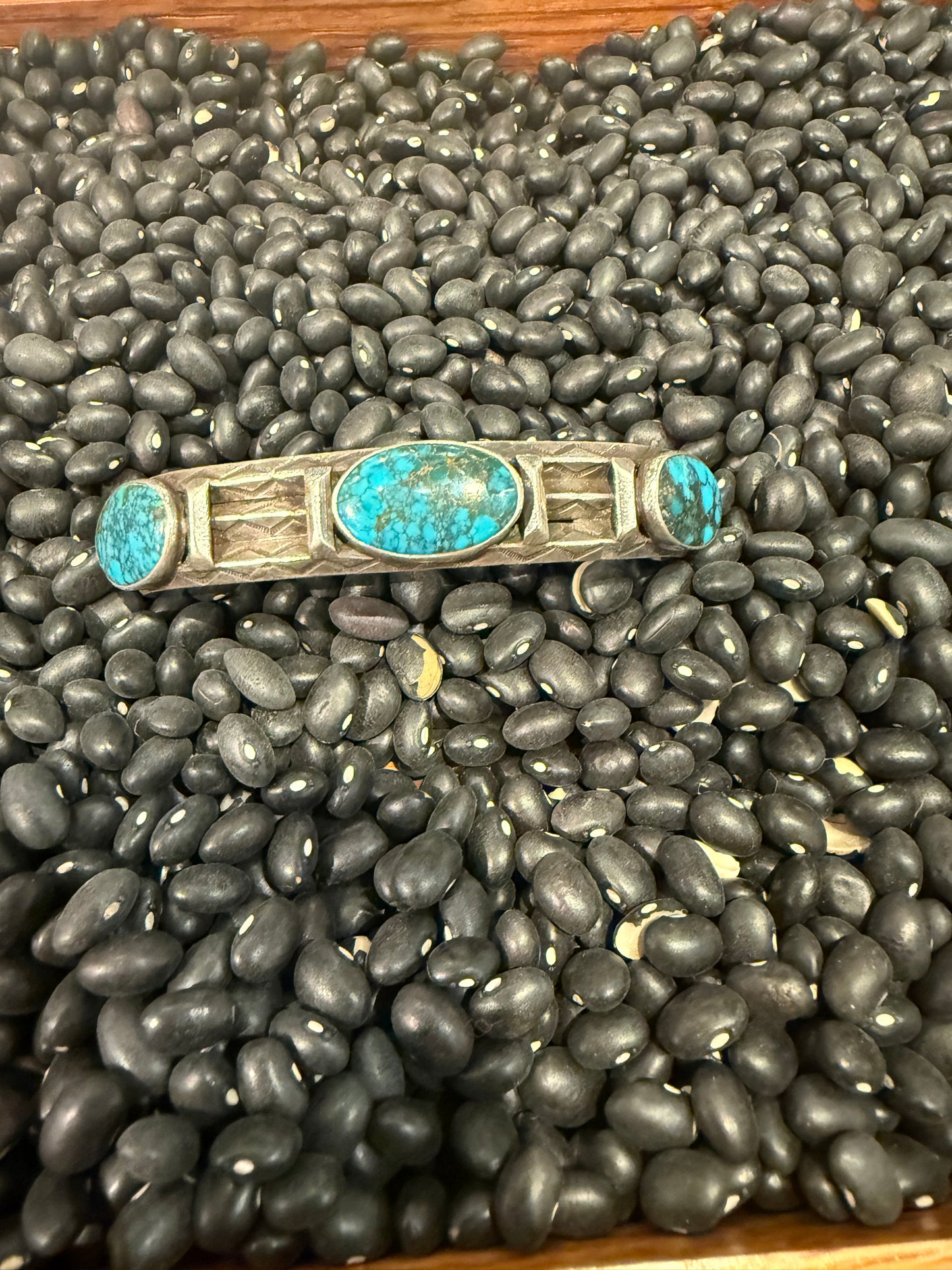 Three Stone Turquoise & Sterling Cuff