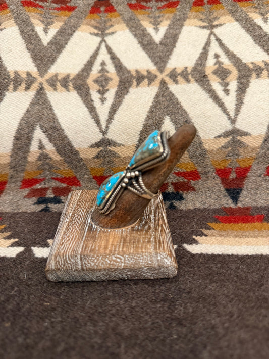 Double Down Birdseye Kingman Turquoise Ring