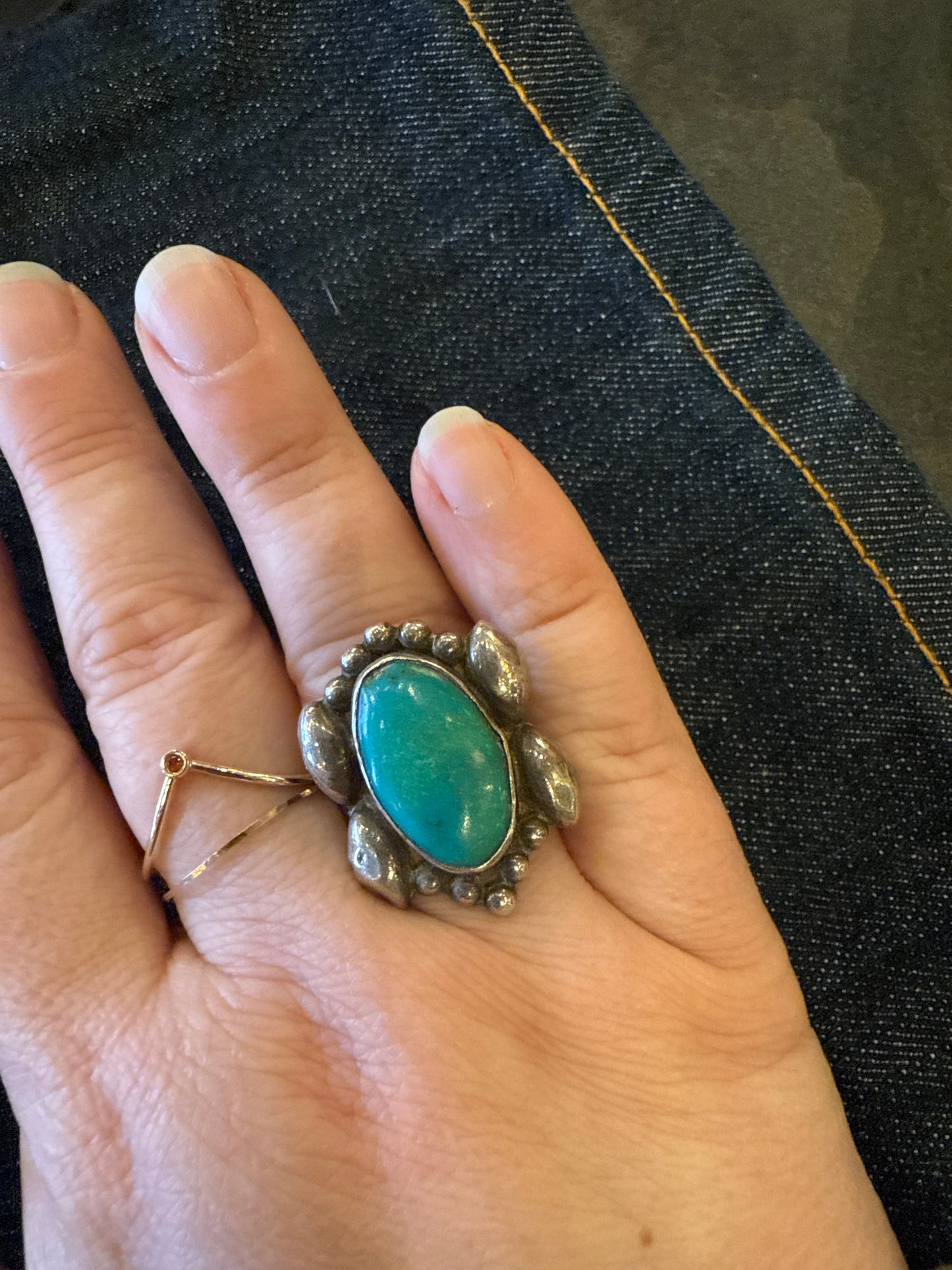 Ring- Vintage Navajo Turquoise and Sterling Silver