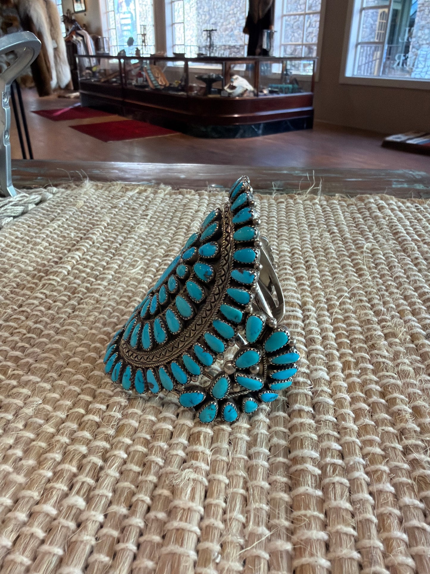 Large Cuff With Clustered Turquoise on Sterling