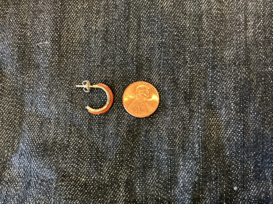 Small Coral Half Hoop Earrings