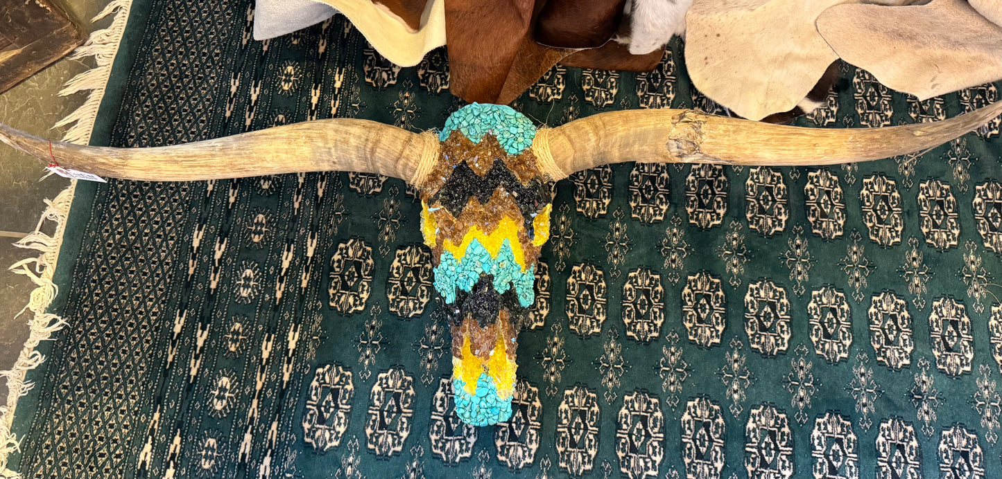Turquoise Trouble Longhorn Skull
