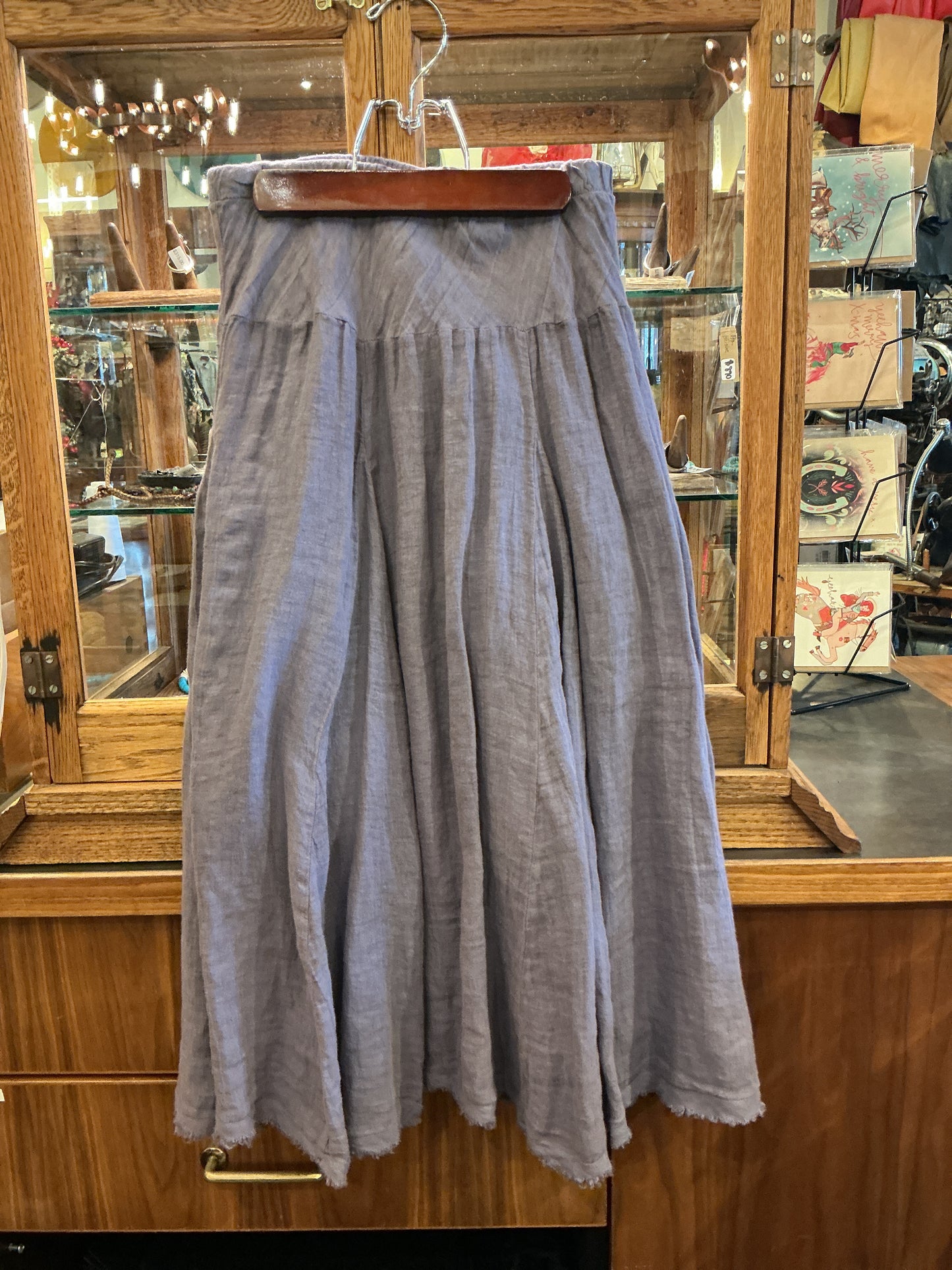 Layered Skirt with Frayed Hem - Dusk Purple