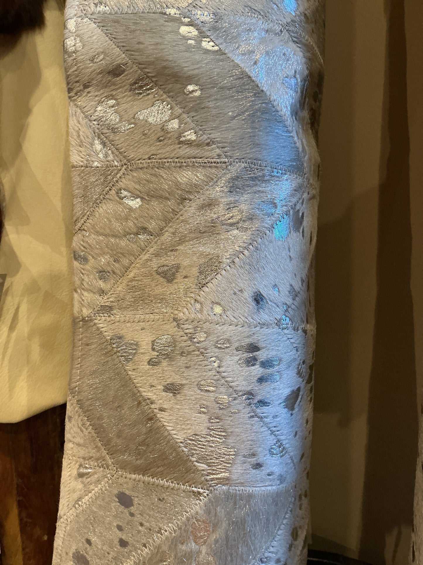 Chevron Patchwork Hide Rug Silver 8x10