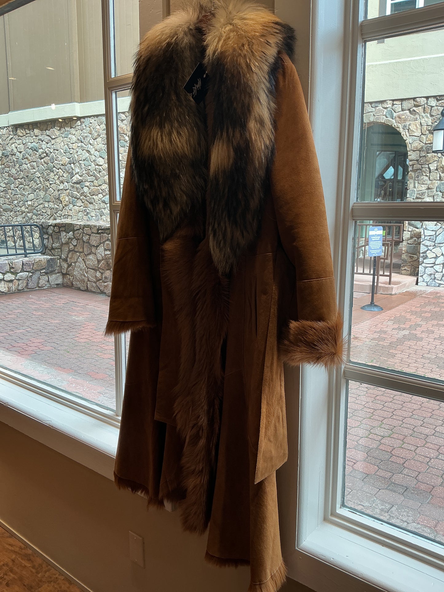 Shearling Coat w/ Raccoon Collar - Whiskey