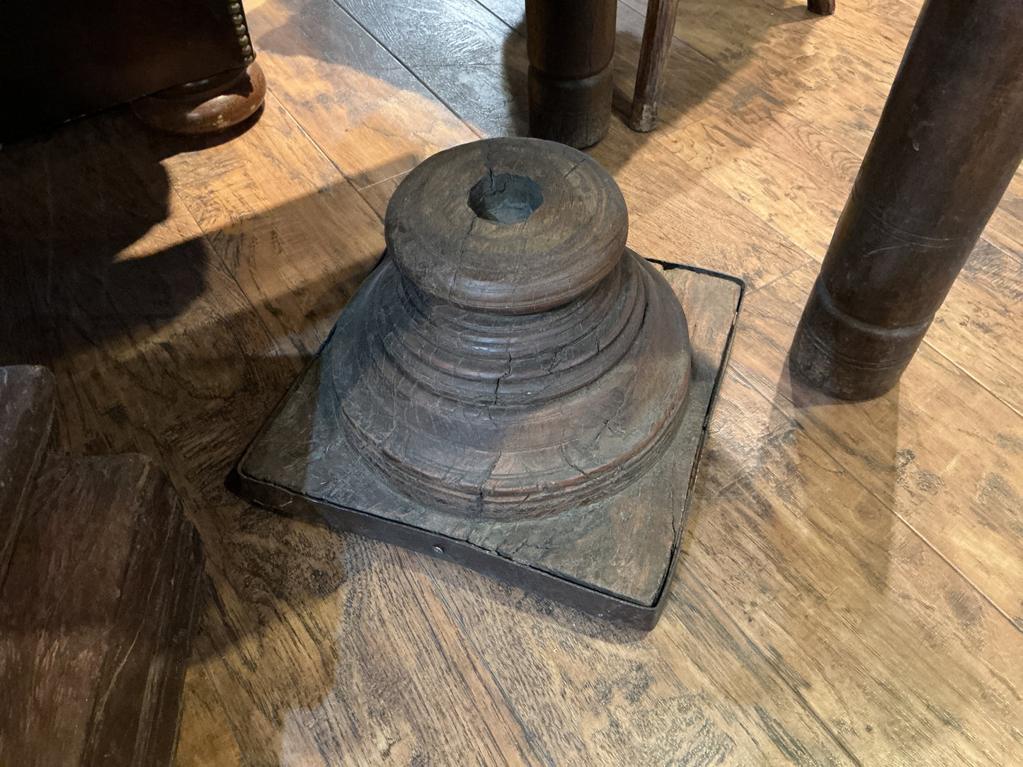 Wooden Pillar Base Candle Holder