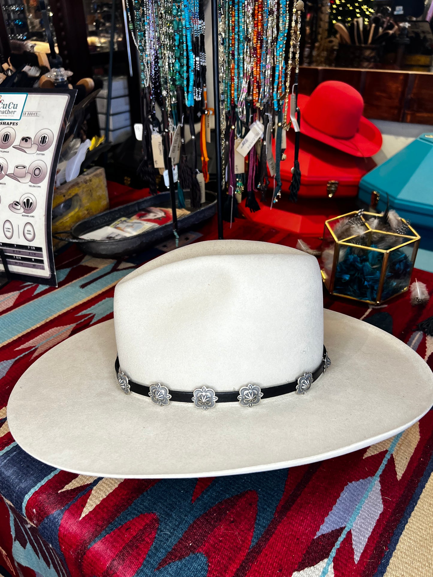 Concho Square Star on Black Leather