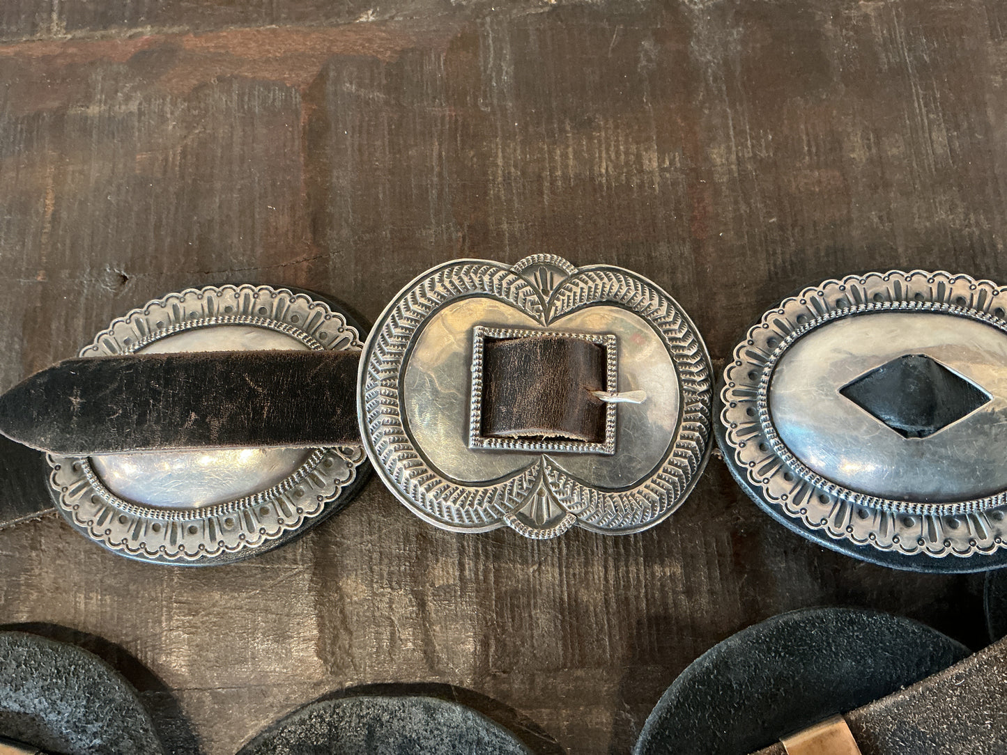 Vintage 1950's G. Yazzi Concho Navajo Belt