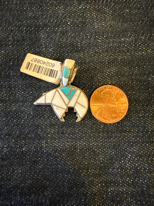 Pendant- Multi Stone Inlay Bear