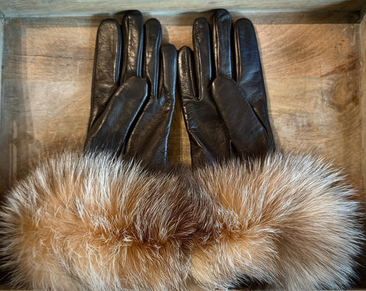 Leather/Fox Gloves - Crystal