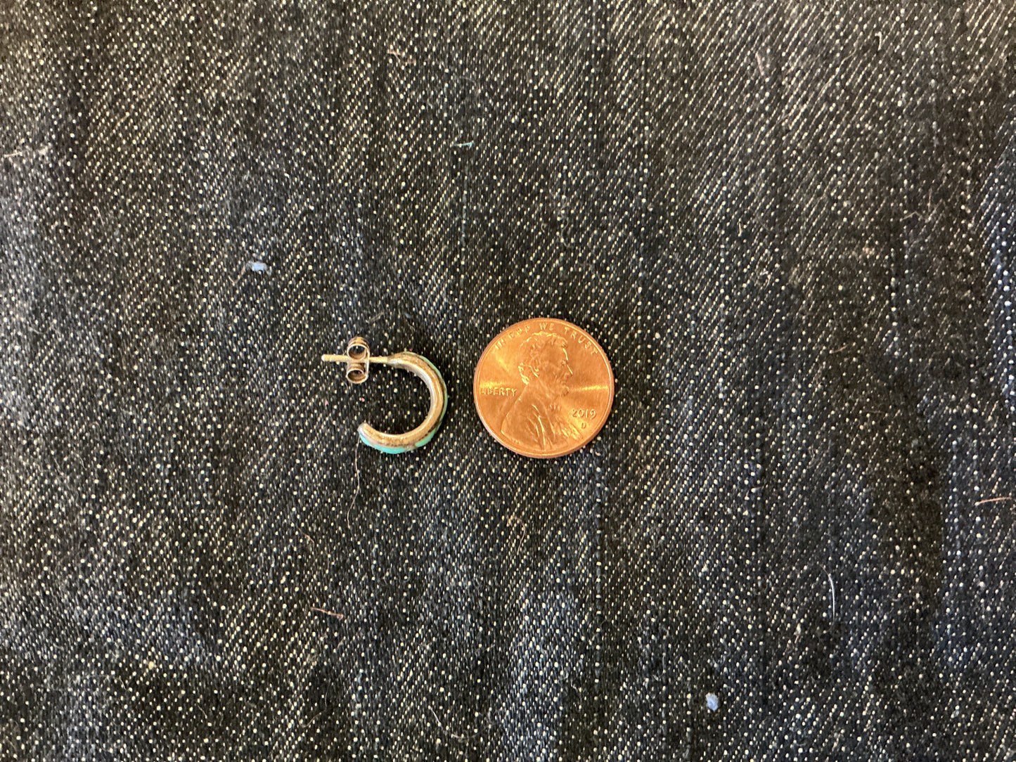 Small Turquoise Inlay Half Hoop Earrings