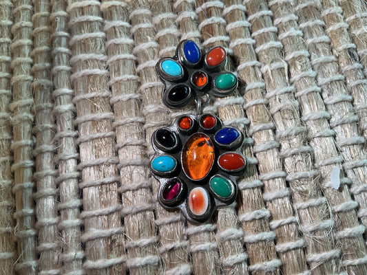 Multi-Stone Flower Earrings