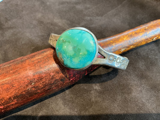 Bracelet/Cuff- Heavy Sterling Large Turquoise Stone