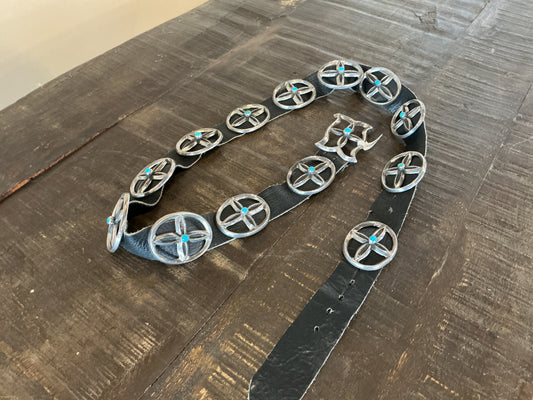 Vintage Sandcast Turquoise Concho Belt