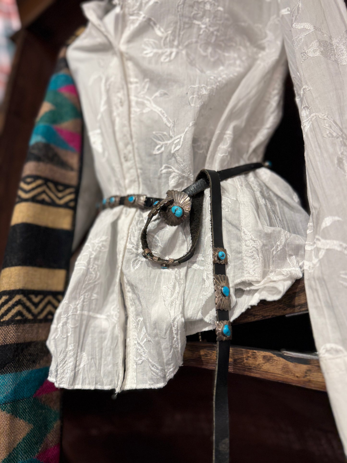 Dainty Sterling Silver and Turquoise Concho Belt