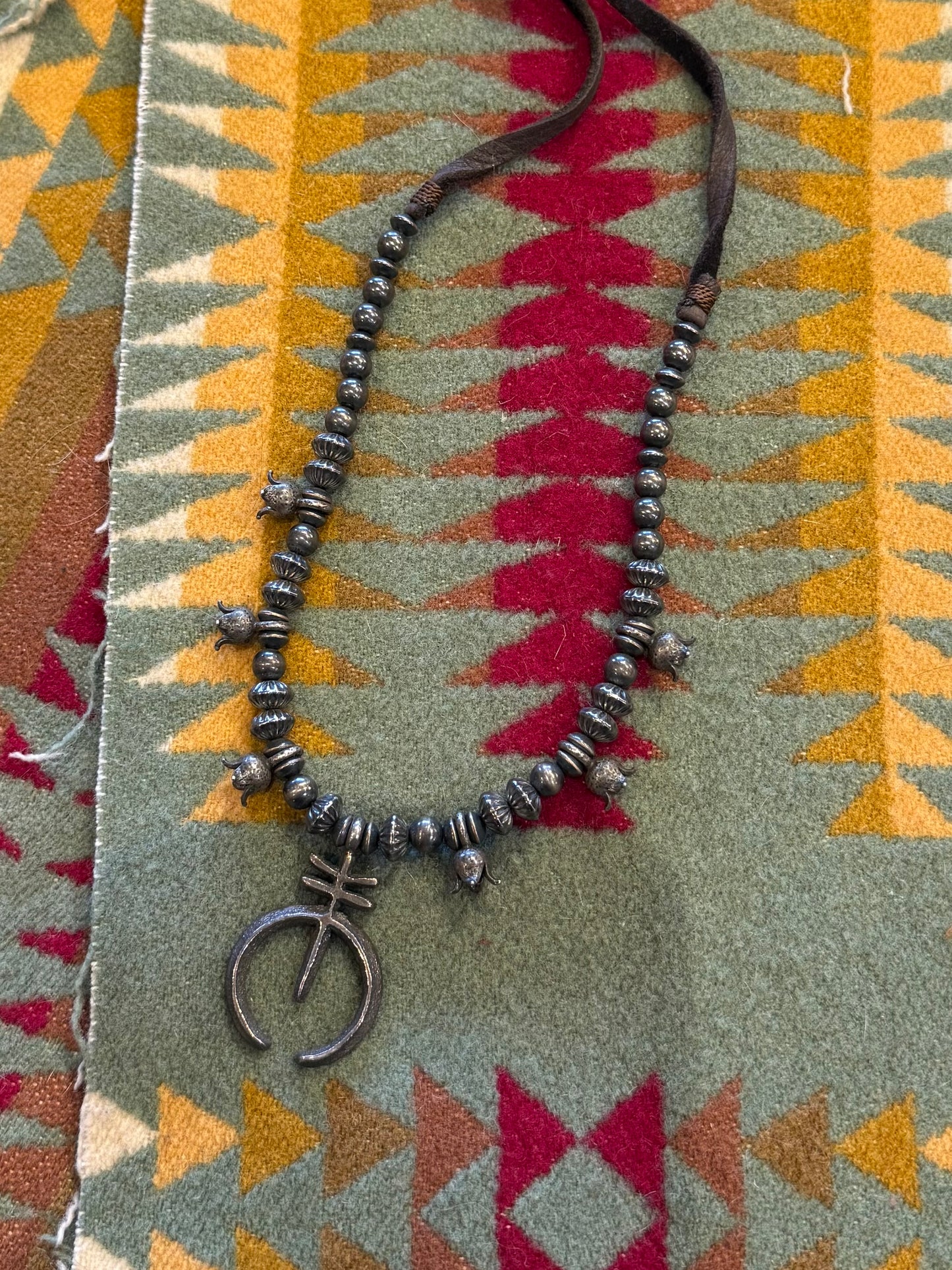 Small Sandcast Squash on Leather Necklace/Bolo