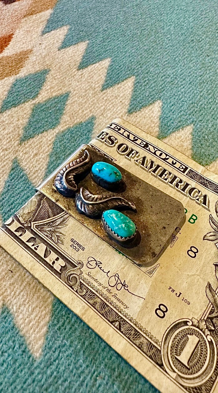 2 stone Turquoise Money Clip