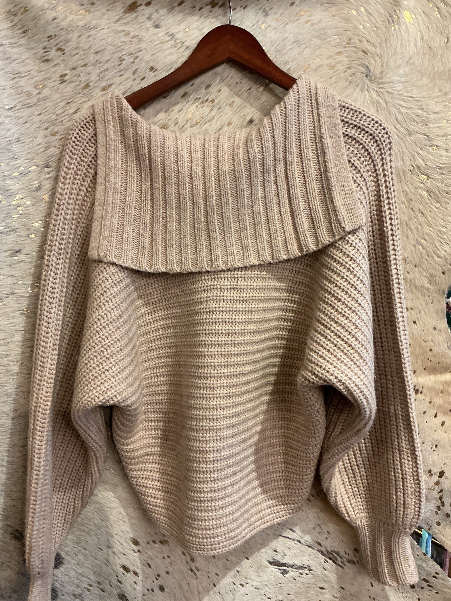 Women's Taupe Knitted Cashmere Chunky Sweater