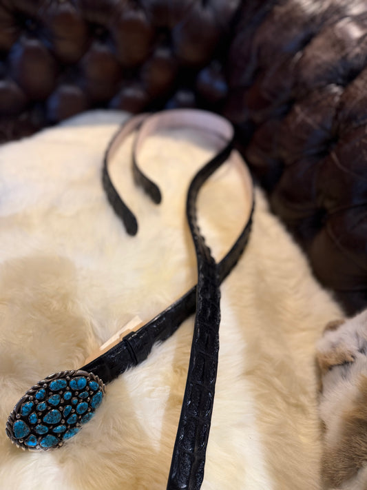 Nile 'Horn Back' Crocodile Leather Belt Strap - Black