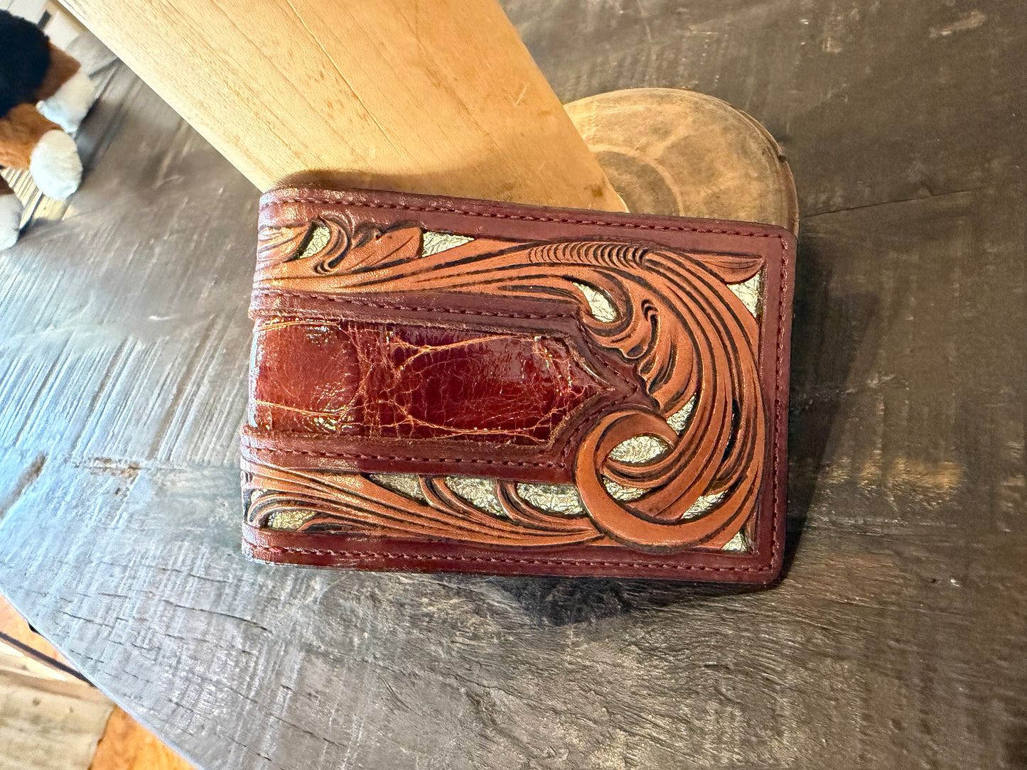 BarX Wallet - Leather Tooled w/ Gold Inlay