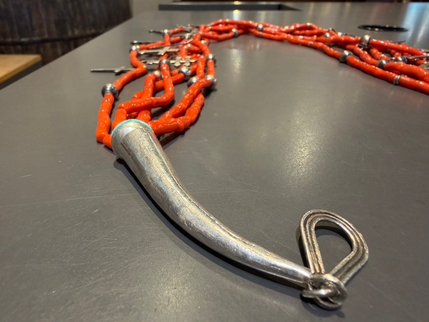 Necklace- Coral w/dragonfly 6 strand Federico Jimenez
