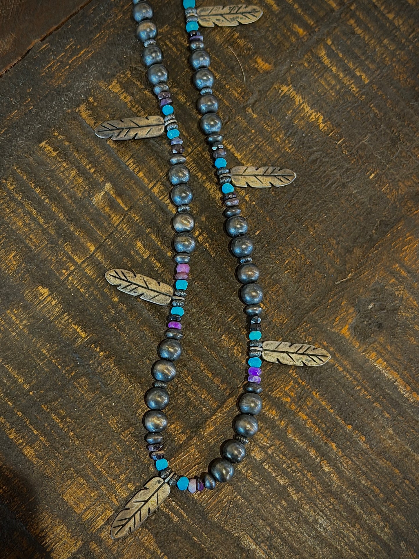 Sterling Feather Beaded Hat Band