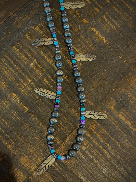 Sterling Feather Beaded Hat Band