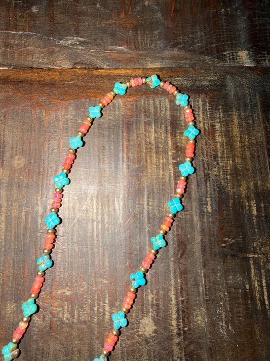 Pink Opal Turquoise Bead Hat Band