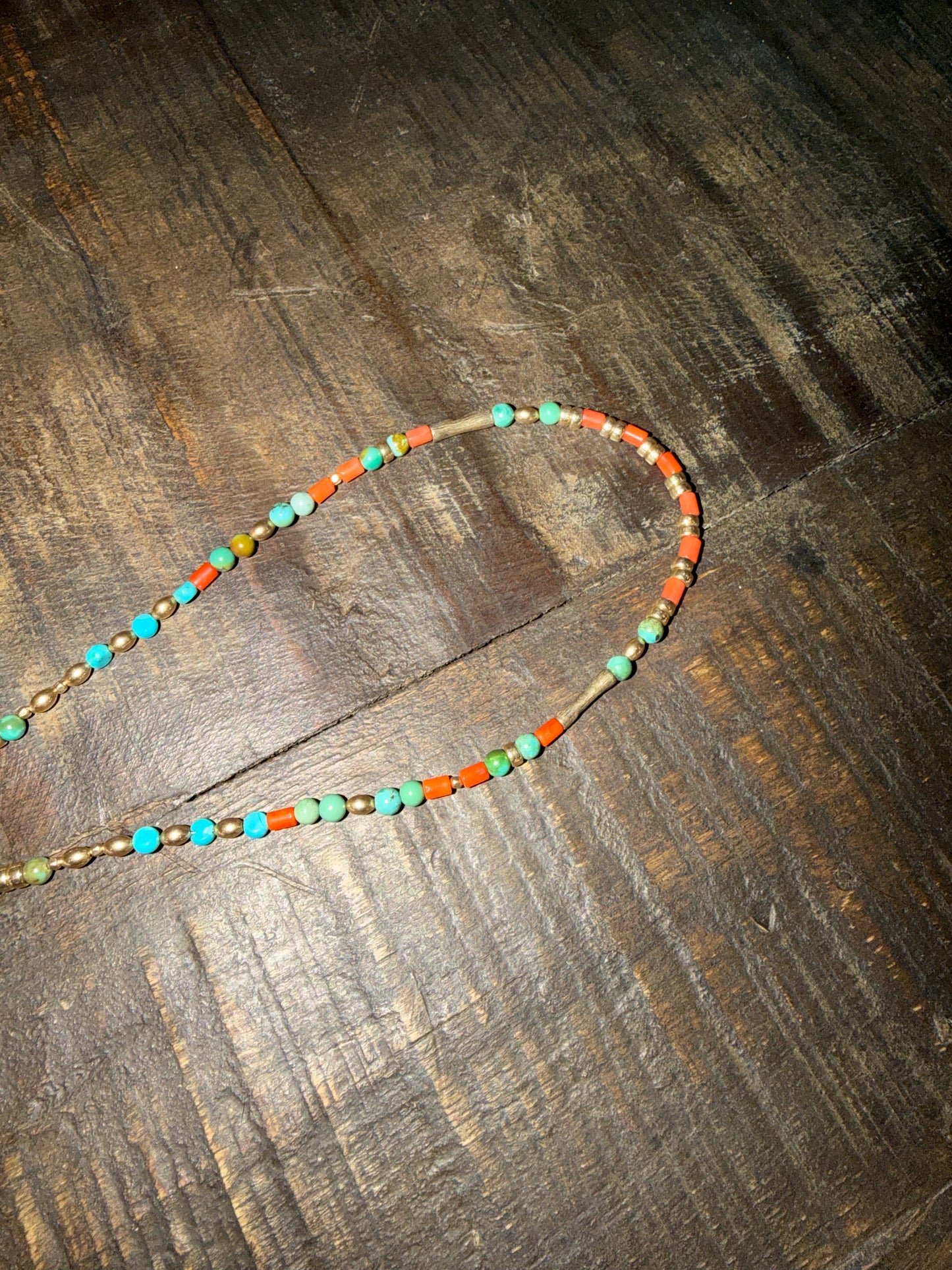 Coral Gold Turquoise Beaded Hat Band