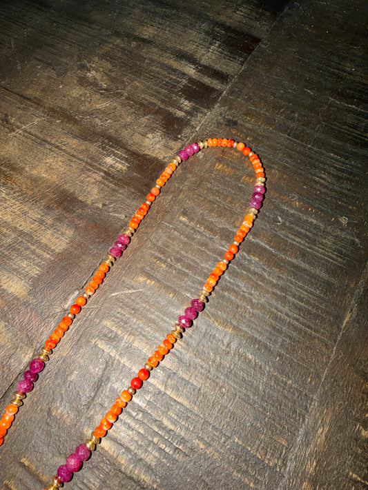 Garnet Pink Orange Gold Hat Band