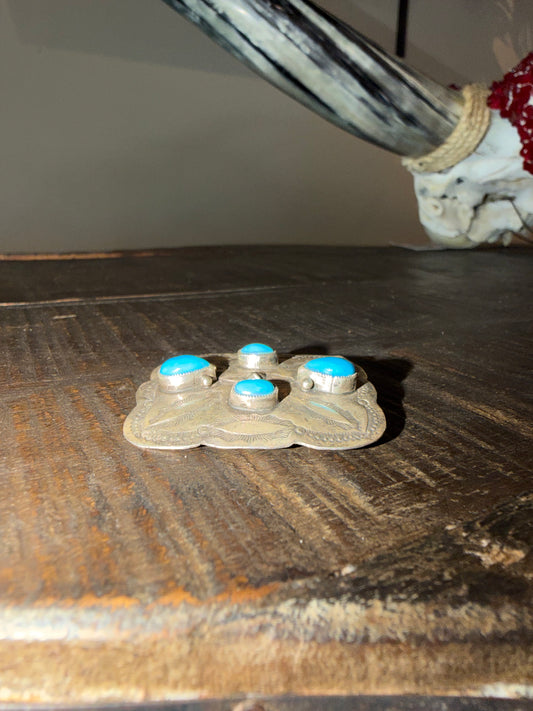 Pin - Navajo Sterling Silver and Turquoise Buckle