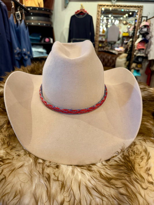 Geometric Diamond Hitched Horsehair Hatband