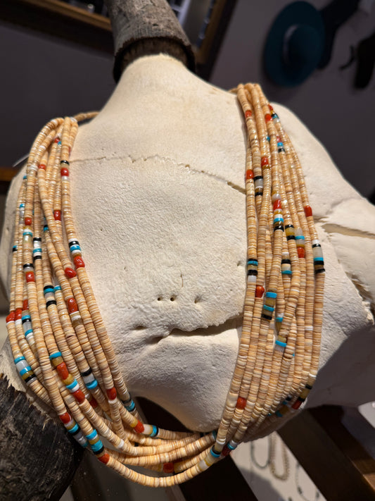 Necklace- Vintage 1960's 10 Strand Kewa Heishi 16"
