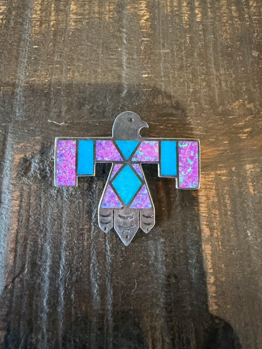 Rising Bird Turquoise/Pink Opal Hat Pin