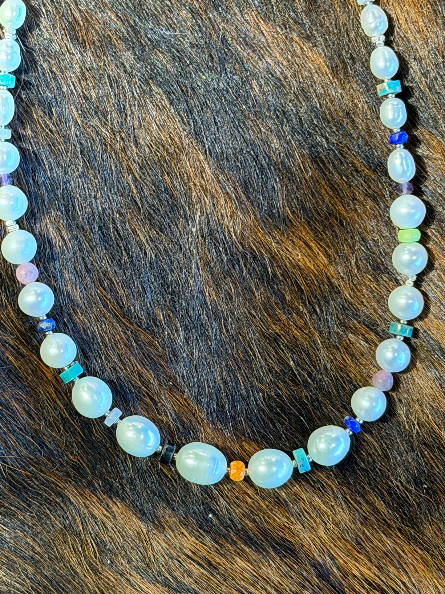 Pearl & Multi-Colored Gemstone Beaded Necklace