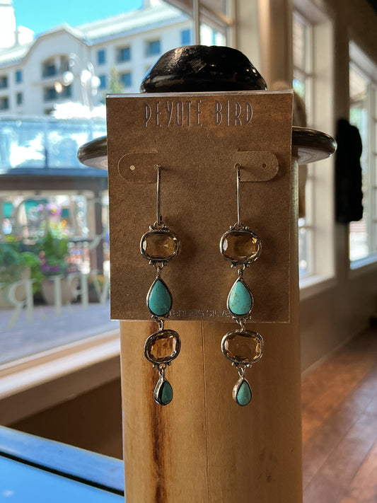 Citrine and Turquoise Multi-Stone Drop Earrings