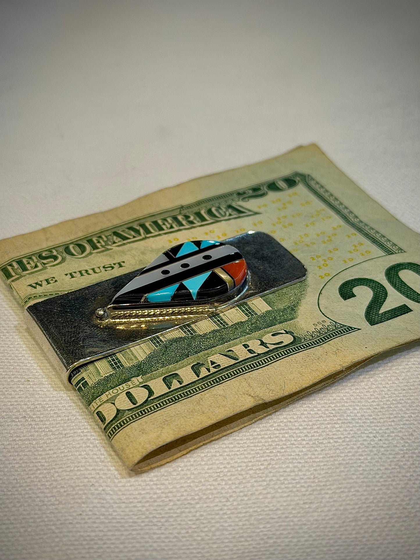 Zuni Teardrop Inlay Money Clip