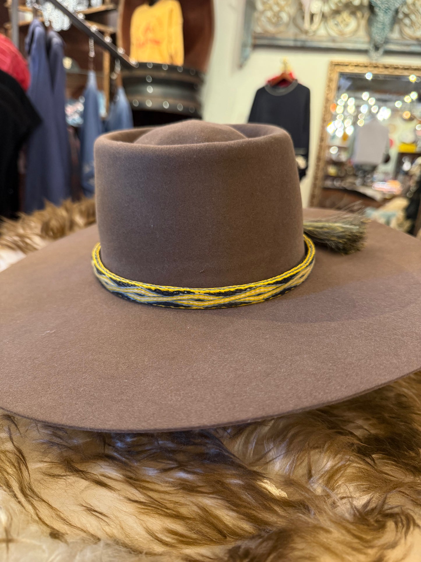 Mustard Diamond Hitched Horsehair Hatband