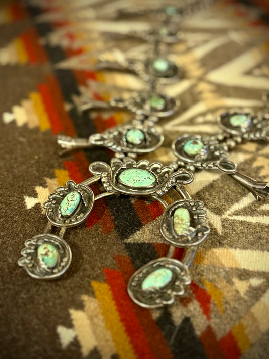 Vintage Green Turquoise Squash Blossom