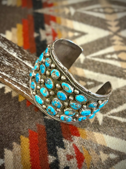 Vintage Morenci Turquoise Cluster Bracelet