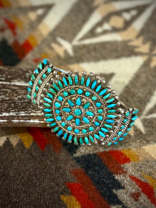 Vintage Turquoise Cabochon Cluster Bracelet