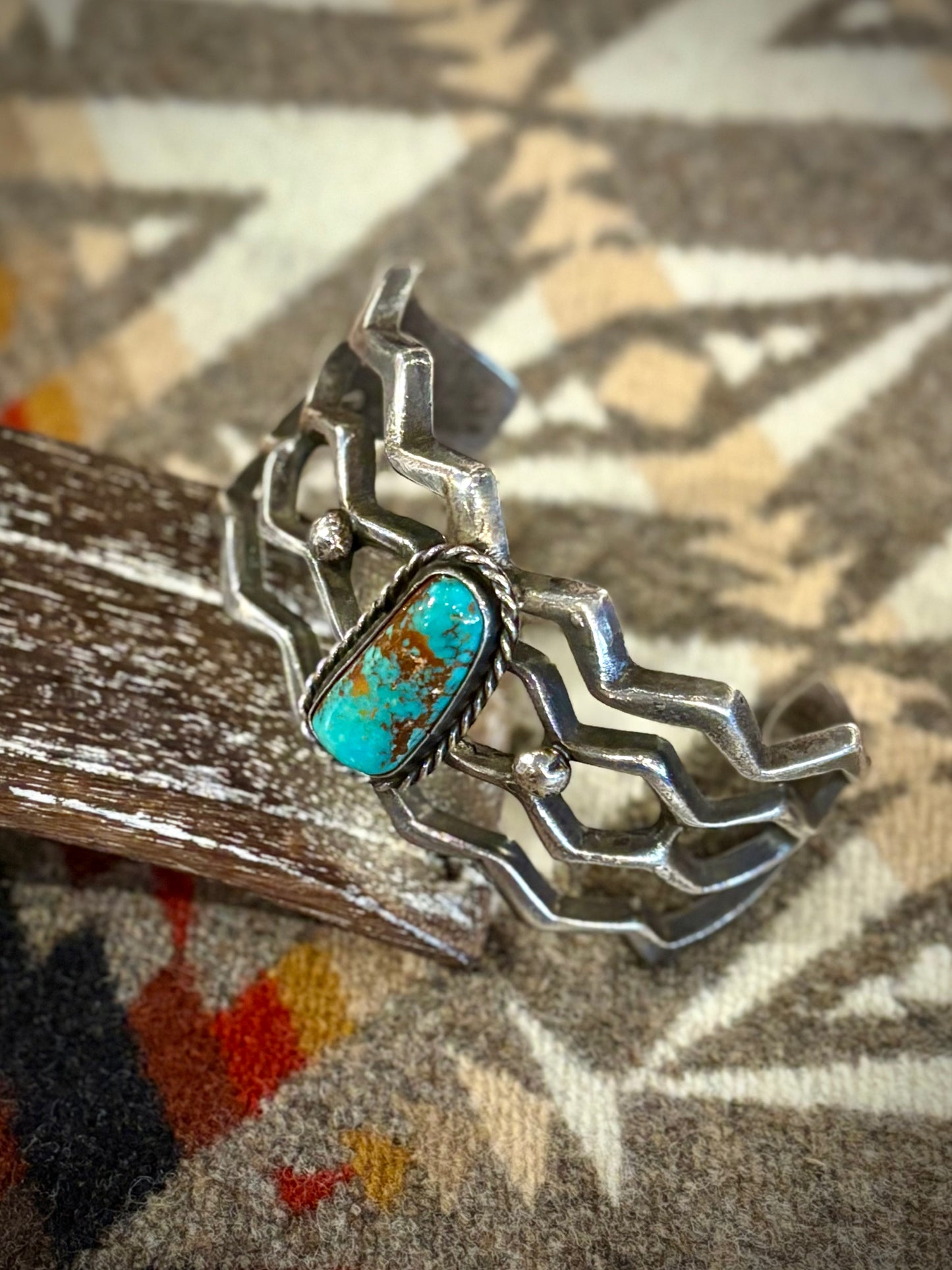 Sandcast Turquoise Cuff- F.L. Begay